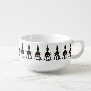 Funny Fierce Black Cat Cartoon  Soup Mug