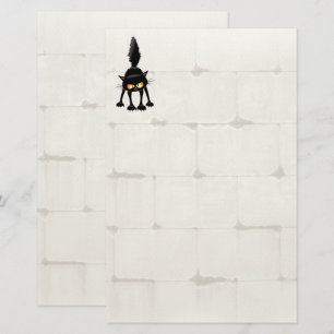 Funny Fierce Black Cat Cartoon  Stationery