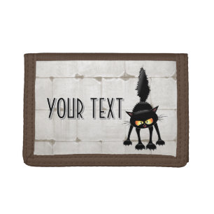 Funny Fierce Black Cat Cartoon Tri-fold Wallet