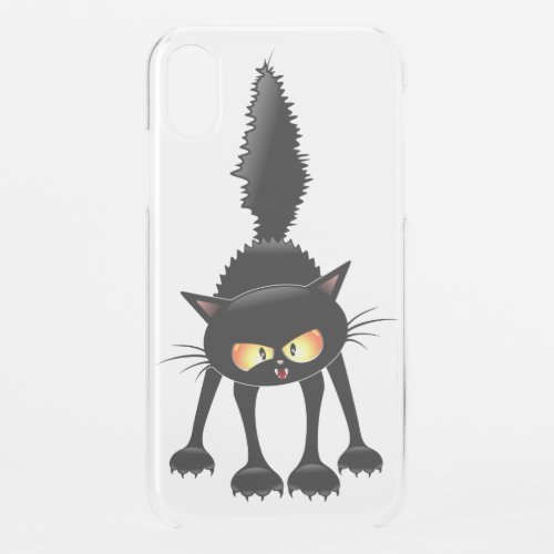 Funny Fierce Black Cat Cartoon  iPhone XR Case