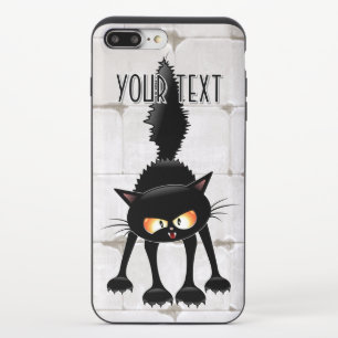 Funny Fierce Black Cat Cartoon iPhone 8/7 Plus Slider Case