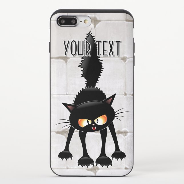 Funny Fierce Black Cat Cartoon  Uncommon iPhone Case (Back)