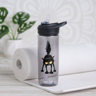 Funny Fierce Black Cat Cartoon Water Bottle