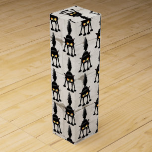 Funny Fierce Black Cat Cartoon Wine Box