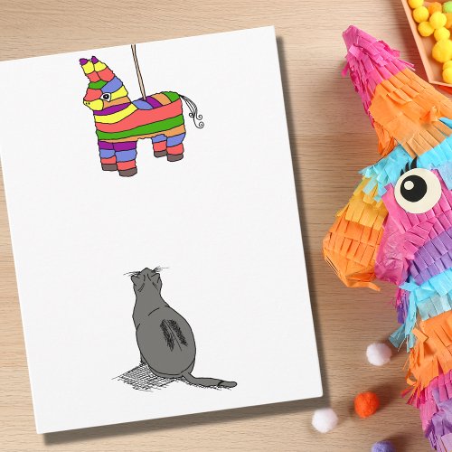 Funny Fiesta Cat Watching Piata Birthday Card