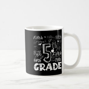 Funny Fifth Grade Doodle Tygraphy Birthday Design Coffee Mug