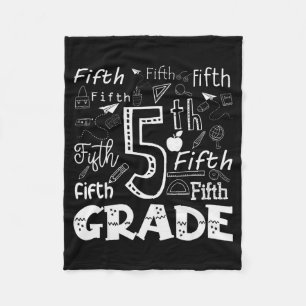 Funny Fifth Grade Doodle Tygraphy Birthday Design Fleece Blanket