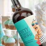 Funny Fifty is the New F-Bomb 50th Birthday Wine Label<br><div class="desc">An outrageously funny and unique birthday party wine label for a fabulous woman celebrating her 50th Birthday, this design features a kitschy stylish woman in striped sunglasses and hair turban with a polka dot bag and striped towel, rocking her attitude. The humor is carried out in the bold text title...</div>