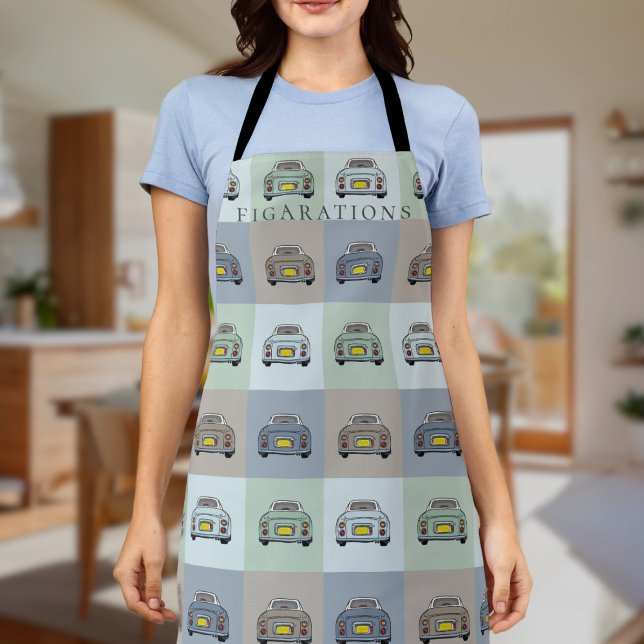 Funny Figaro Car Pattern Name Figarations Apron (Featuring the four official colours of figaro cars, just add your name)