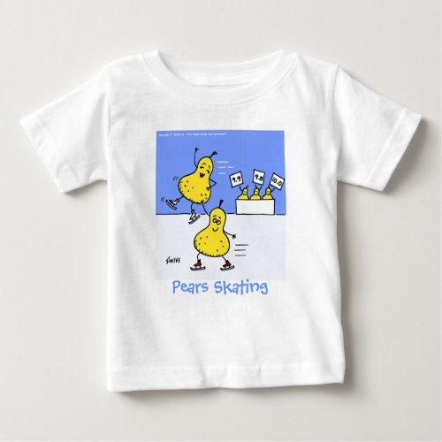 Funny Figure Skaters Cute Cartoon Pears Skating Baby T_Shirt