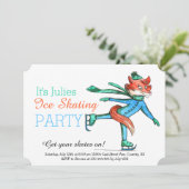 Funny Figure Skating Fox Party Invitation (Standing Front)