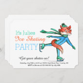Funny Figure Skating Fox Party Invitation (Front/Back)