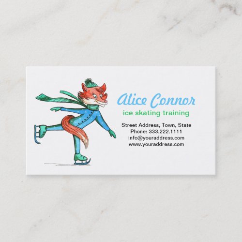 Funny Figure Skating Fox Trainer Business Card