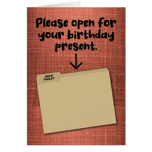 Funny File Folder “Error 404” Birthday Card (Front)