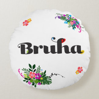 Funny Filipino Bruha Boho Round Pillow Pink