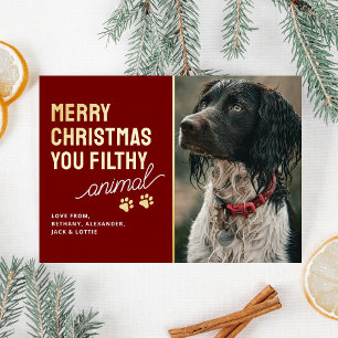 Funny Filthy Animal Pet Christmas Foil Holiday Card