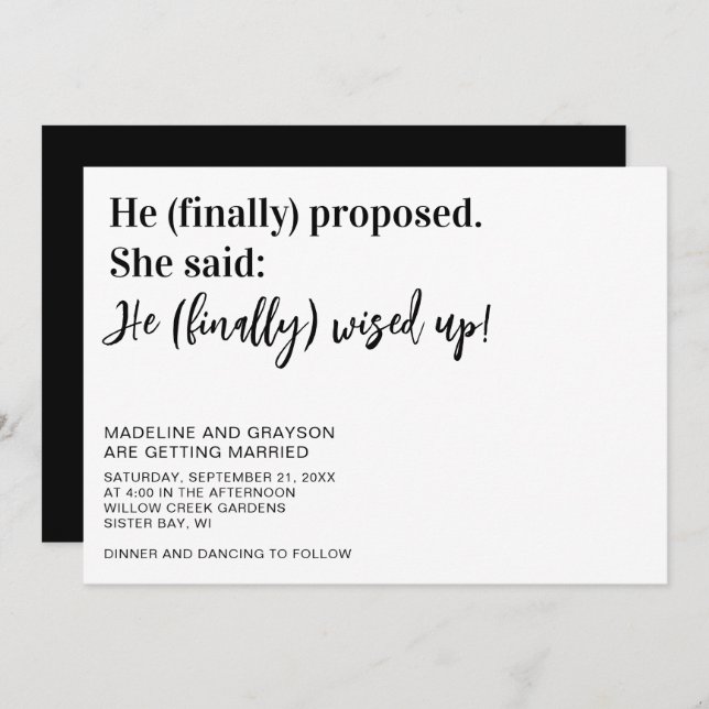 Funny Finally Casual Wedding Invitation (Front/Back)