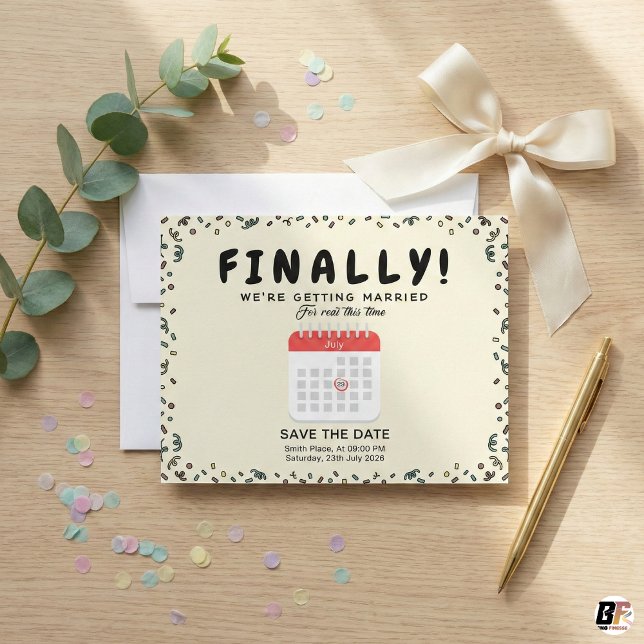 Funny Finally Getting Married Postponed Wedding Save The Date (Creator Uploaded)