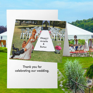 Funny Finally Wedding Couple Thank You Card