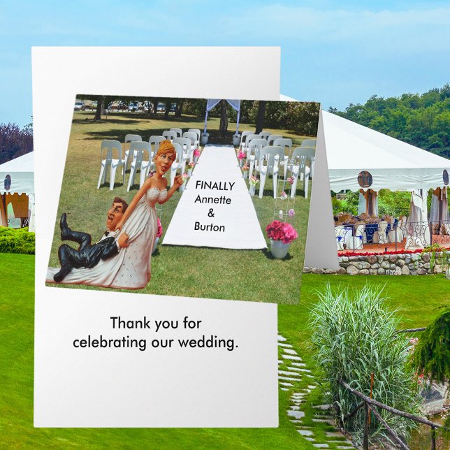Funny Finally Wedding Couple Thank You Card (Funny Finally Wedding Couple Thank You Card (Inside and out))