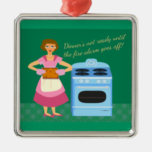 Funny Fire Alarm Supper Time Saying Metal Ornament