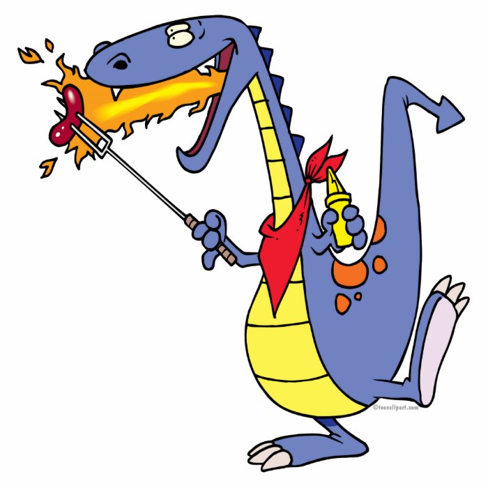 funny fire cooking hot dogs dragon cartoon photo cutout