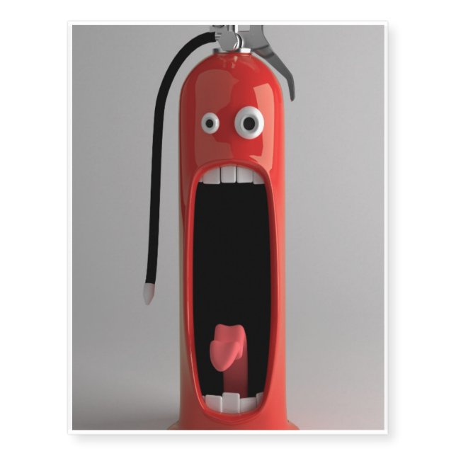 Funny fire extinguisher temporary tattoos (Front)
