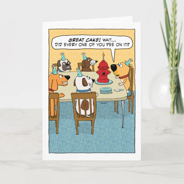 Funny Fire Hydrant Cake for Dog Birthday Card | Zazzle