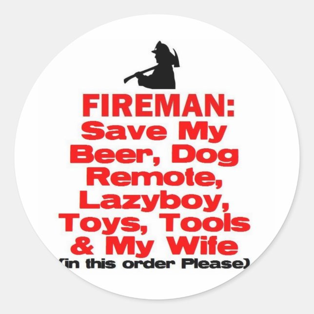 Funny Fire Safety Classic Round Sticker (Front)