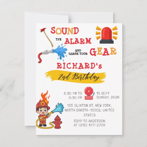 Funny Fire Truck Birthday Adventure For Kids Party Invitation