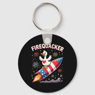 Funny Firecracker Duck Goose 4th Of July Patriotic Keychain