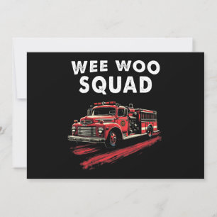 Funny Firefighter Art Fire Truck Fireman Invitation