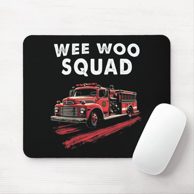 Funny Firefighter Art Fire Truck Fireman Mouse Pad (With Mouse)