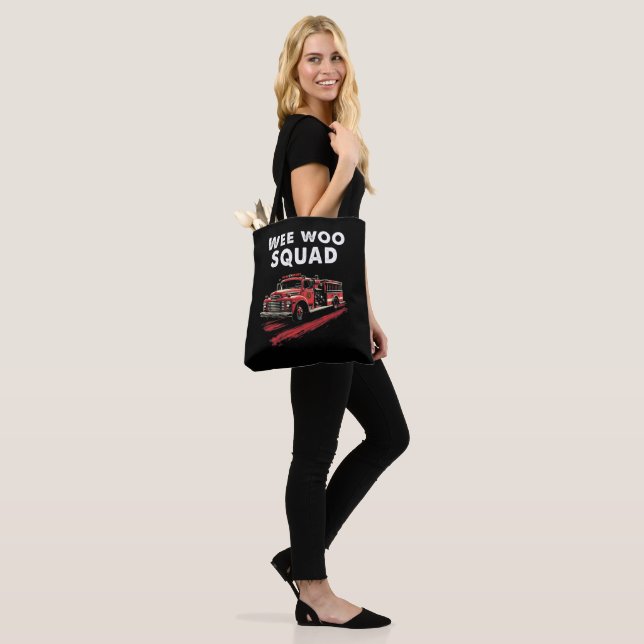 Funny Firefighter Art Fire Truck Fireman Tote Bag (On Model)
