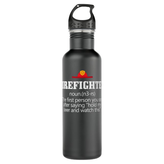 Funny Firefighter Definition  Stainless Steel Water Bottle (Front)