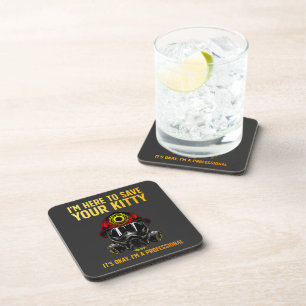 Funny Firefighter For Fireman Beverage Coaster