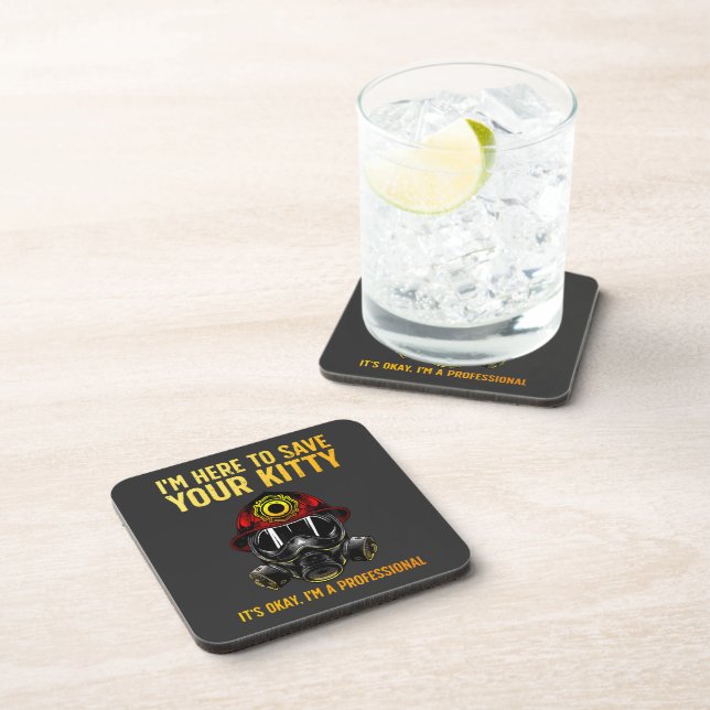Funny Firefighter For Fireman Beverage Coaster (Right Side)