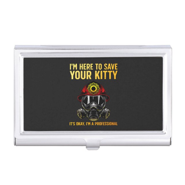 Funny Firefighter For Fireman Business Card Case (Front)