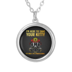 Funny Firefighter For Fireman Silver Plated Necklace