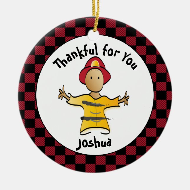 Funny Firefighter Gift Idea - Thank You Fireman Ceramic Ornament (Front)