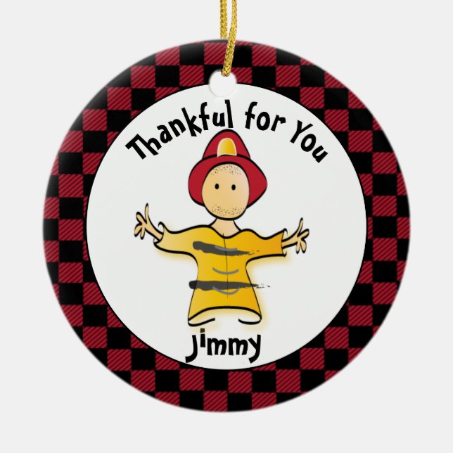 Funny Firefighter Gift - Thank You Fireman Ceramic Ornament (Front)
