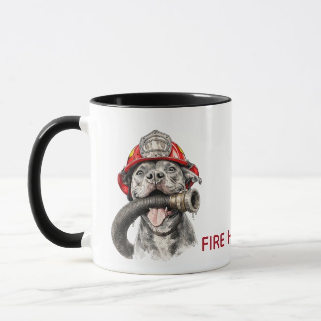 Funny Firefighter Mug Dog Hose Humor Gift (Left)