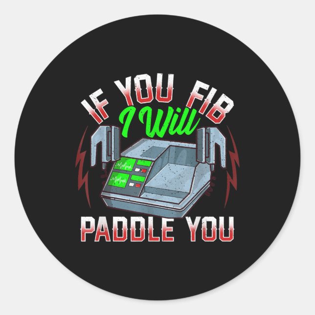 Funny FireFighter Police Office Defibrillator Classic Round Sticker (Front)