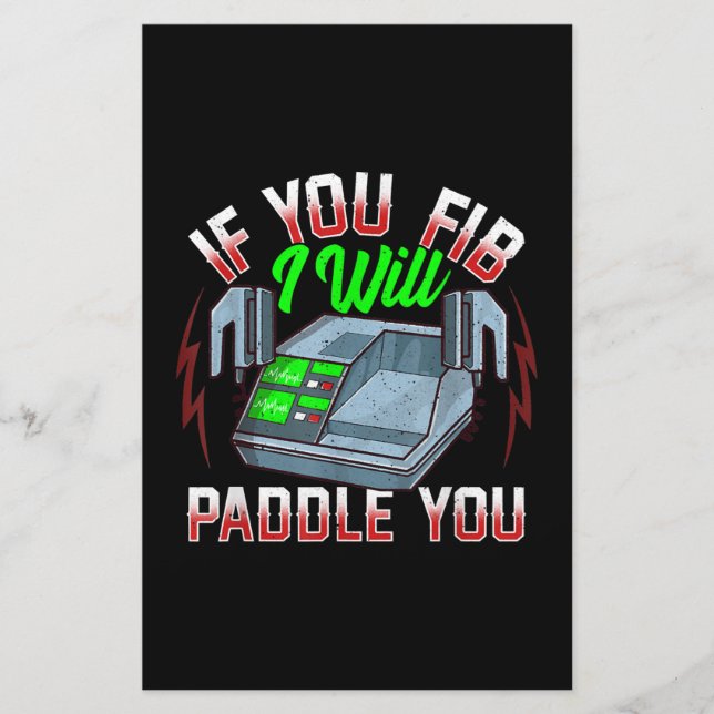 Funny FireFighter Police Office Defibrillator Stationery (Front)