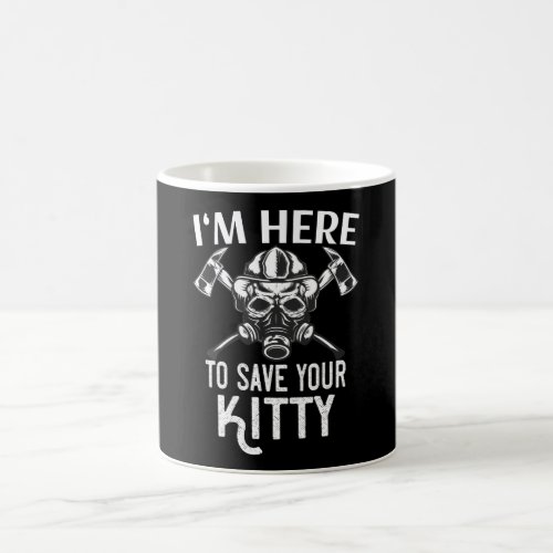 Funny Firefighter Saves Kitty Firemen Coffee Mug