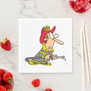 Funny Firefighter with Hose Emergency Responder Napkins
