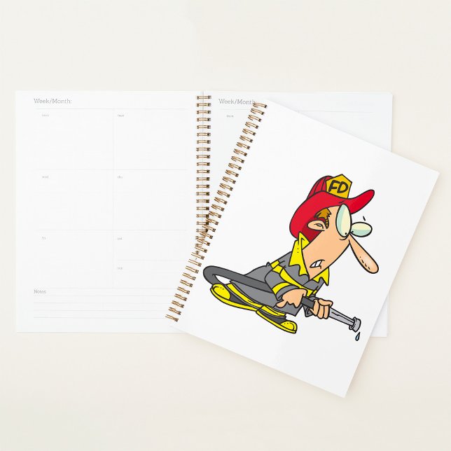 Funny Firefighter with Hose Emergency Responder  Planner (Creator Uploaded)