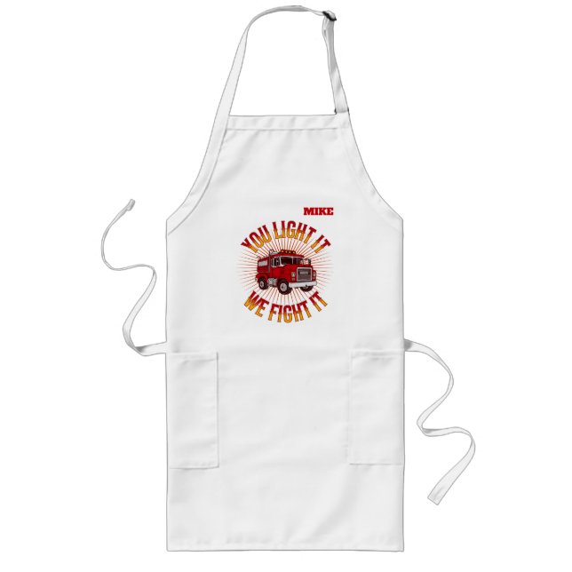 Funny Firehouse Cooking Long Apron (Front)