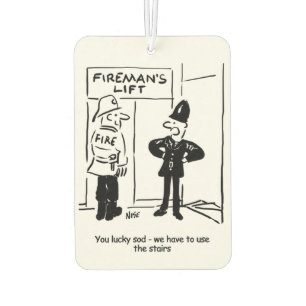 Funny Fireman Firefighter and Policeman Cartoon Air Freshener