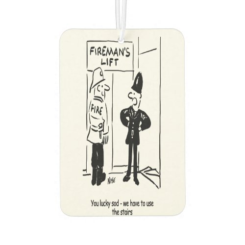 Funny Fireman Firefighter and Policeman Cartoon Air Freshener